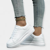 Stela - Chaussures de Sport en Cuir Blanc