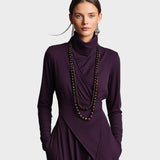 Teresa - Robe maxi en tricot asymétrique avec col roulé