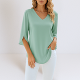 Dana - Blouse élégante avec décolleté en V et manches ouvertes