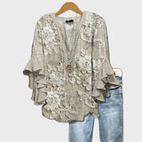 Rozálie - Blouse femme avec dentelle florale et manches à volants