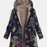 Aurora - Manteau Bleu Marine à Motif Floral