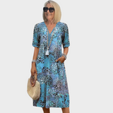 Leontýna – Robe midi imprimée avec décolleté en V