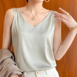 Camila | Top Sans Manches Drapé Femme | Décolleté V | Tissu Doux
