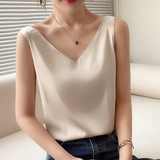 Camila | Top Sans Manches Drapé Femme | Décolleté V | Tissu Doux