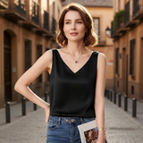 Camila | Top Sans Manches Drapé Femme | Décolleté V | Tissu Doux