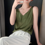 Camila | Top Sans Manches Drapé Femme | Décolleté V | Tissu Doux