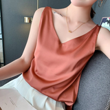 Camila | Top Sans Manches Drapé Femme | Décolleté V | Tissu Doux