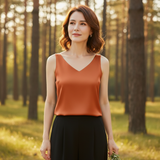 Camila | Top Sans Manches Drapé Femme | Décolleté V | Tissu Doux