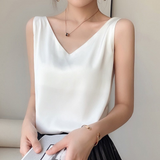 Camila | Top Sans Manches Drapé Femme | Décolleté V | Tissu Doux