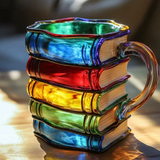 Mug artistique 3D coloré avec motif de livres