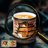 Tasse thermique en céramique magique avec motif de bibliothèque