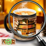 Tasse thermique en céramique magique avec motif de bibliothèque