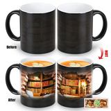 Tasse thermique en céramique magique avec motif de bibliothèque