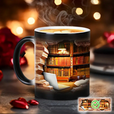 Tasse thermique en céramique magique avec motif de bibliothèque