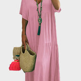 Linnea – Robe maxi douce avec volants et décolleté en V