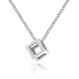 Collier Pendentif Cube Creux | Or Blanc