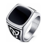 Bague Sceau en Onyx Noir | Or Blanc