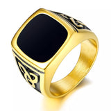 Bague Sceau en Onyx Noir | Or Blanc