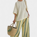 Olívia - Ensemble en Lin de Bambou de Couleur Olive