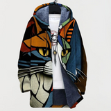 Veste avec motif abstrait et motif félin
