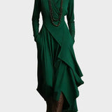 Teresa - Robe maxi en tricot asymétrique avec col roulé