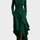 Teresa - Robe maxi en tricot asymétrique avec col roulé