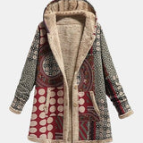Scarlet - Manteau Sherpa Géométrie Bourgogne