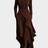 Teresa - Robe maxi en tricot asymétrique avec col roulé