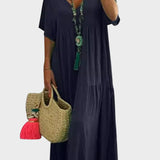 Linnea – Robe maxi douce avec volants et décolleté en V