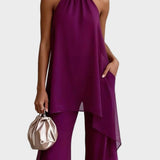 Viola - Ensemble Élégant Halter avec Pantalons