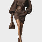 Zofia - Robe mini marron foncé
