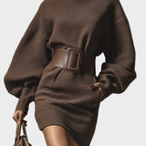 Zofia - Robe mini marron foncé