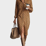 Robe Midi à Pois en Similicuir