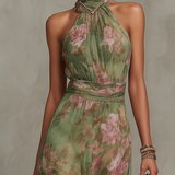 Livia - Robe Maxi Halter Élégante à Fleurs