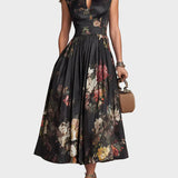Elsa - Robe midi plissée à motif floral