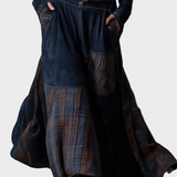 Helena - Robe maxi en velours bleu marine avec ceinture