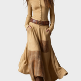 Helena - Robe maxi en velours bleu marine avec ceinture