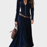 Iwona - Robe maxi en velours avec ceinture