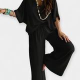 Veronika - Ensemble décontracté avec pantalon large et blouse fluide