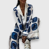 Meda - Ensemble satiné à motif pour femme