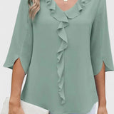 Consuelo | Blouse à Volants Décolleté en V Femme Manches Trois Quarts