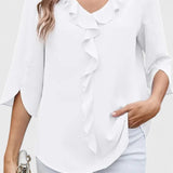 Consuelo | Blouse à Volants Décolleté en V Femme Manches Trois Quarts