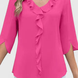 Consuelo | Blouse à Volants Décolleté en V Femme Manches Trois Quarts