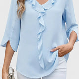 Consuelo | Blouse à Volants Décolleté en V Femme Manches Trois Quarts