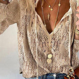 Consuelo | Blouse en Dentelle Col V Femme Manches Longues