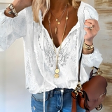 Consuelo | Blouse en Dentelle Col V Femme Manches Longues