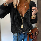Consuelo | Blouse en Dentelle Col V Femme Manches Longues
