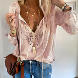 Consuelo | Blouse en Dentelle Col V Femme Manches Longues
