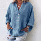 Amparo | Blouse en Lin avec Boutons Col V Femme Oversized