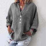 Amparo | Blouse en Lin avec Boutons Col V Femme Oversized